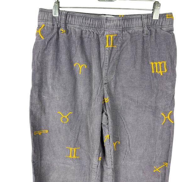 Urban Outfitters Purple Corduroy Jogger Zodiac Embroidered Elastic Waist Pants M - Picture 4 of 5